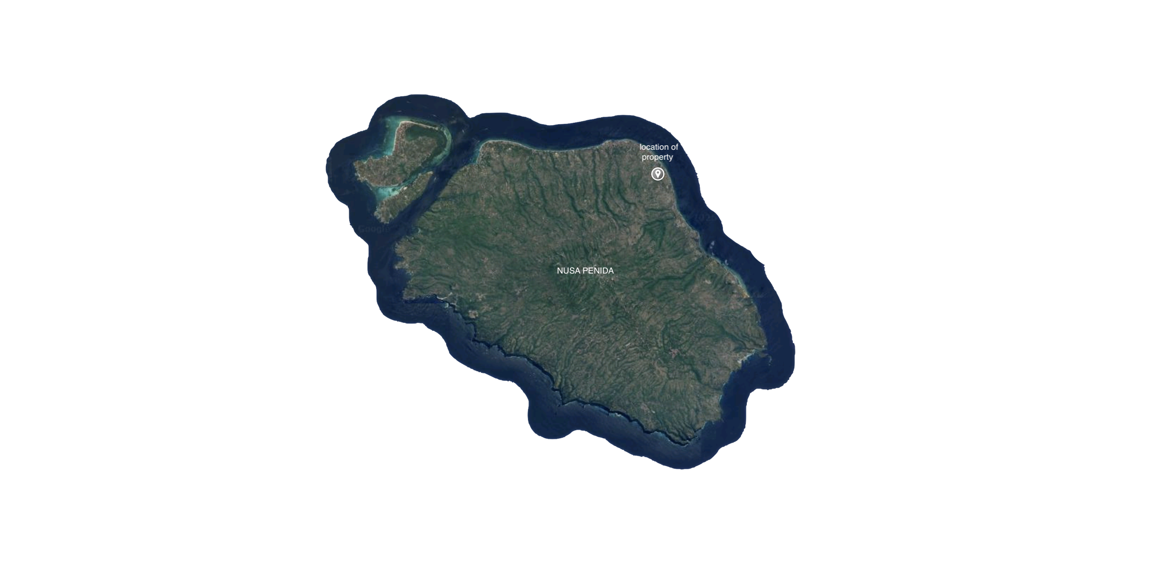 Map location of the land parcel in Nusa Penida