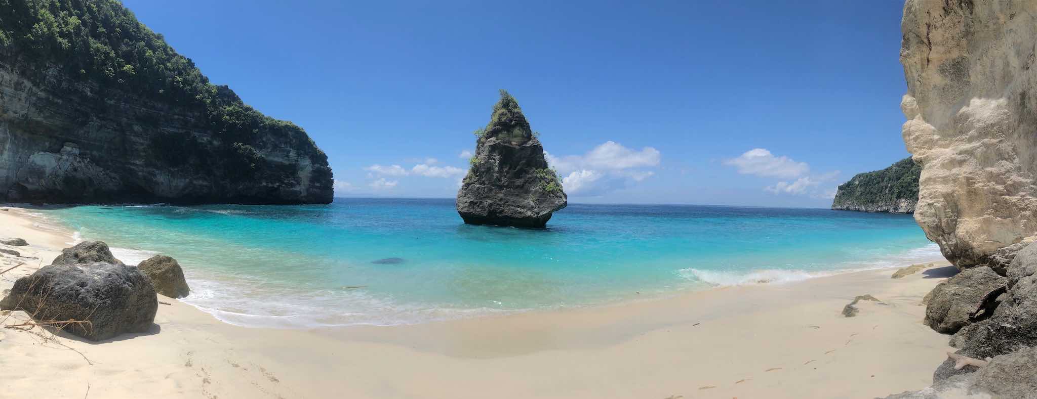 The iconic pointed rock formation at the secluded Suwehan Beach